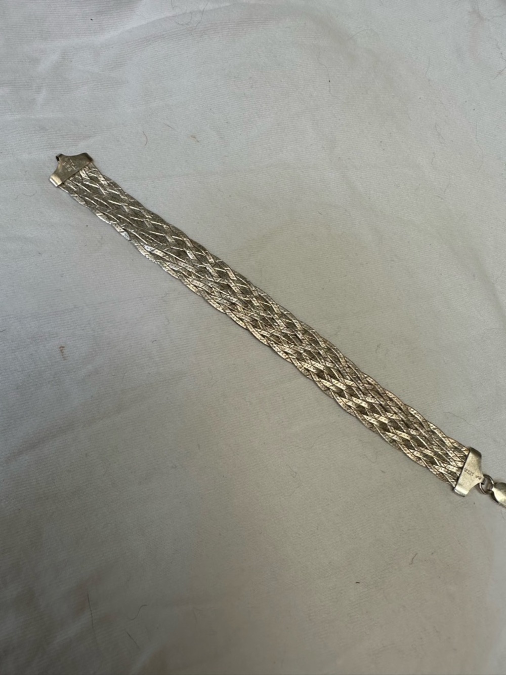 Braided Sterling Silver-Tone Wide Bracelet